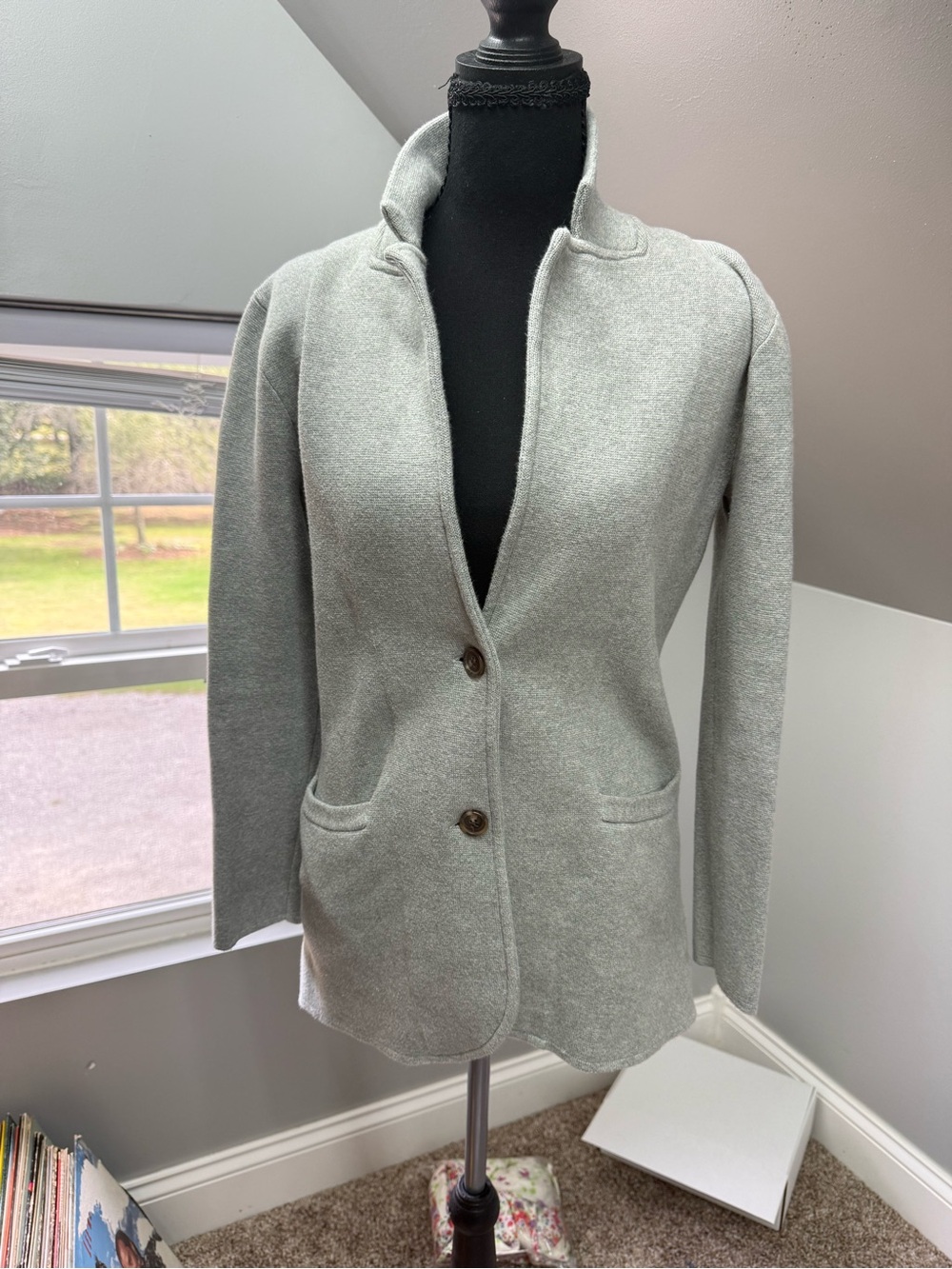 J. Crew Light Gray 100% cotton Women's Knit Blazer Jacket
